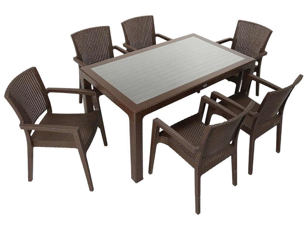 Mandella Elit Rattan 90x150 Zeus Koltuk Camlı Masa Takımı KAHVERENGİ