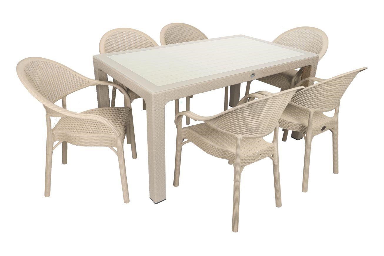 Mandella Elit Rattan 90x150 Eylül Koltuk Camlı Masa Takımı Çölbeji