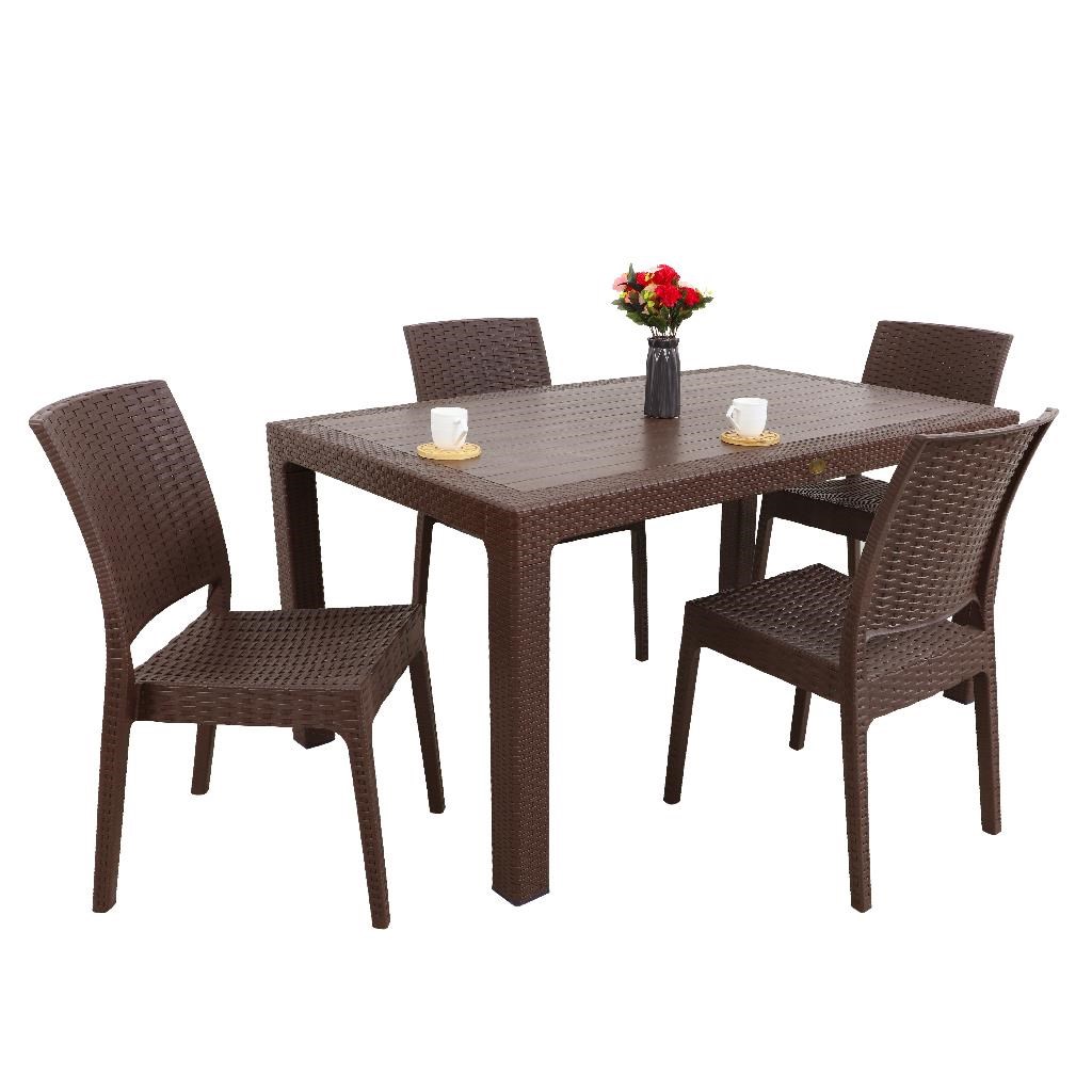 Mandella Elit Rattan 90x150 4 kişilik Elit Sandalye Masa Takımı Kahverengi
