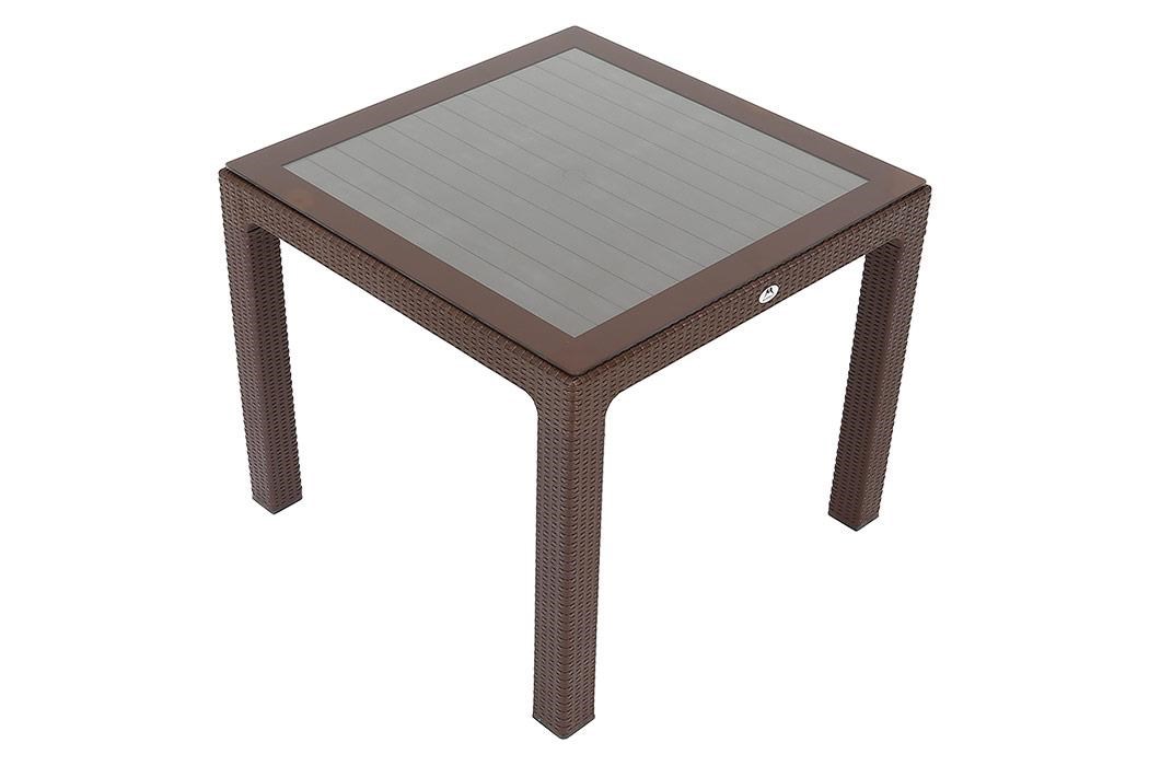 Mandella 90x90 Elit Rattan Masa (Camlı) KAHVERENGİ