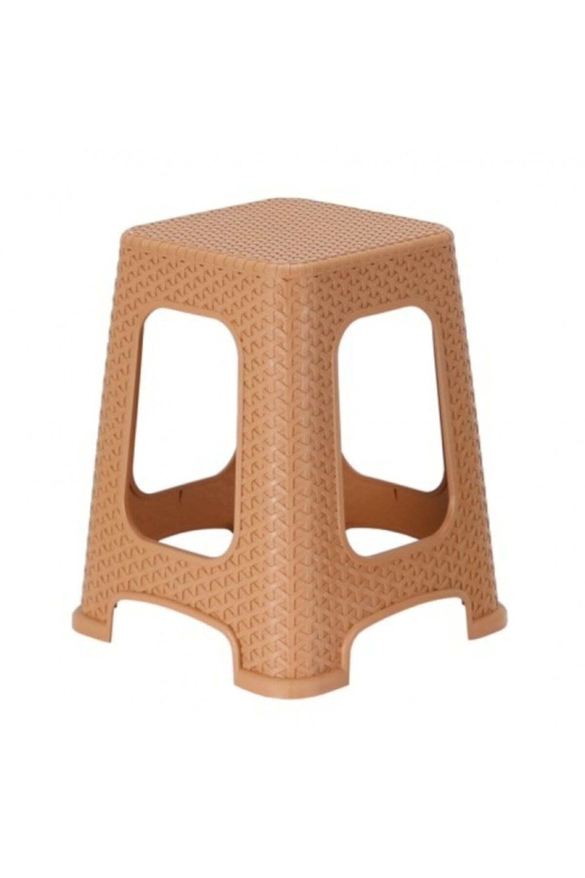 Mandella Sağlam Plastik Star Rattan Büyük Tabure Tik