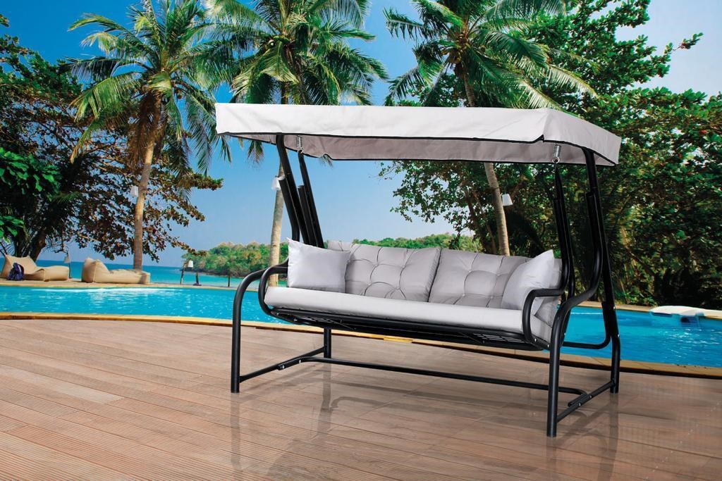 Mandella Gondol Üç Kişilik Metal Salıncak (Minder Hediyeli)