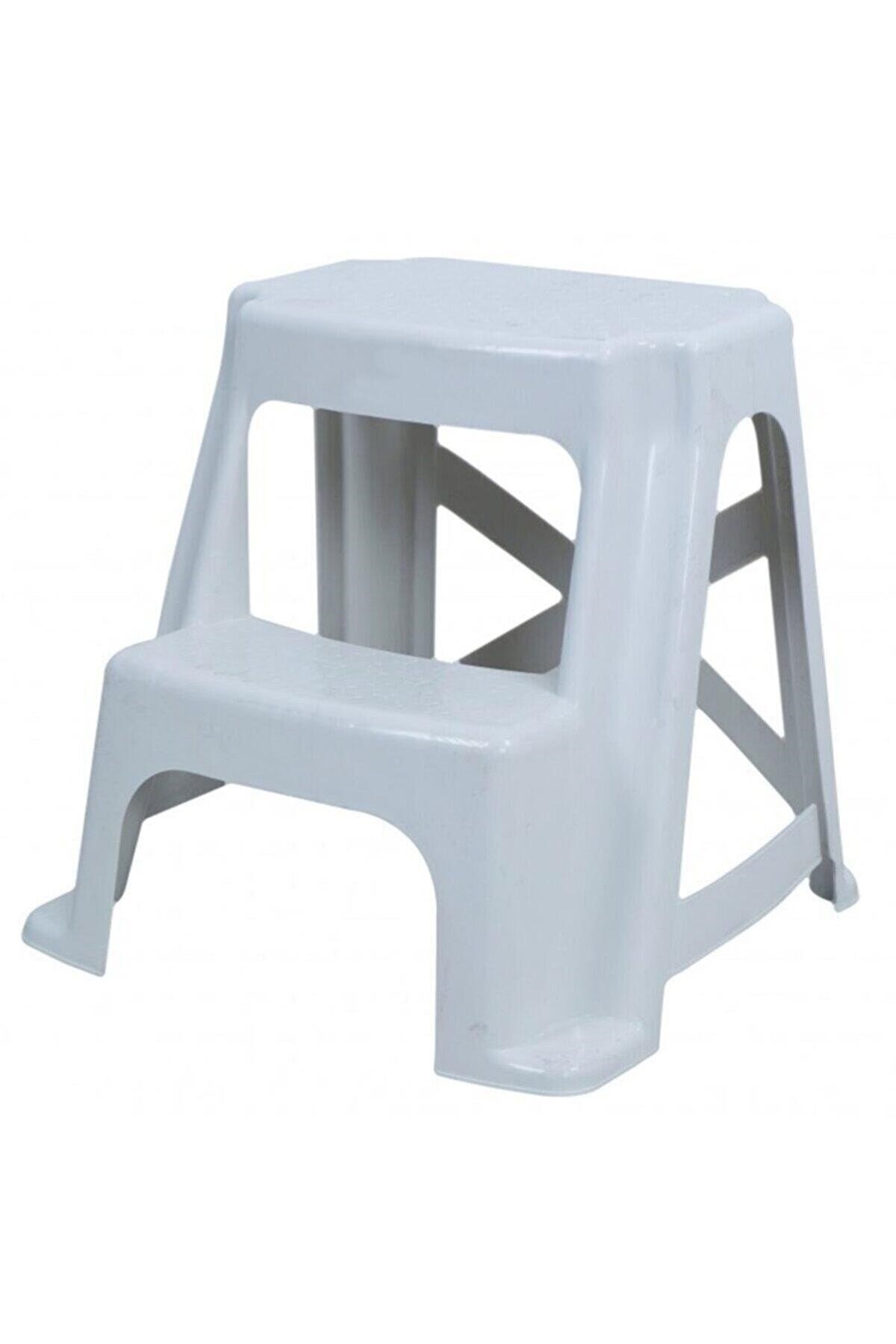 Mandella Sağlam Plastik Basamaklı Tabure Beyaz