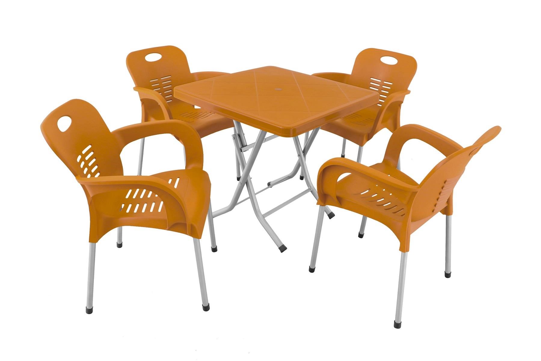 Mandella Katlanır 80x80 Demir Ayaklı Eko Nil Koltuk Masa Takımı Tik