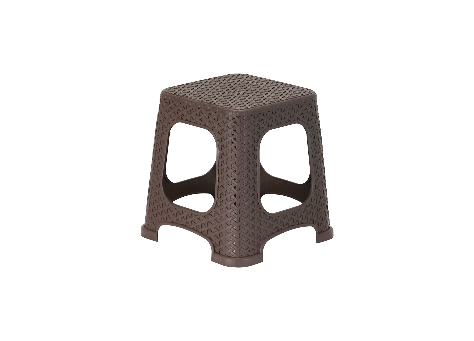 Mandella Sağlam Plastik Star Rattan Orta Tabure Kahverengi