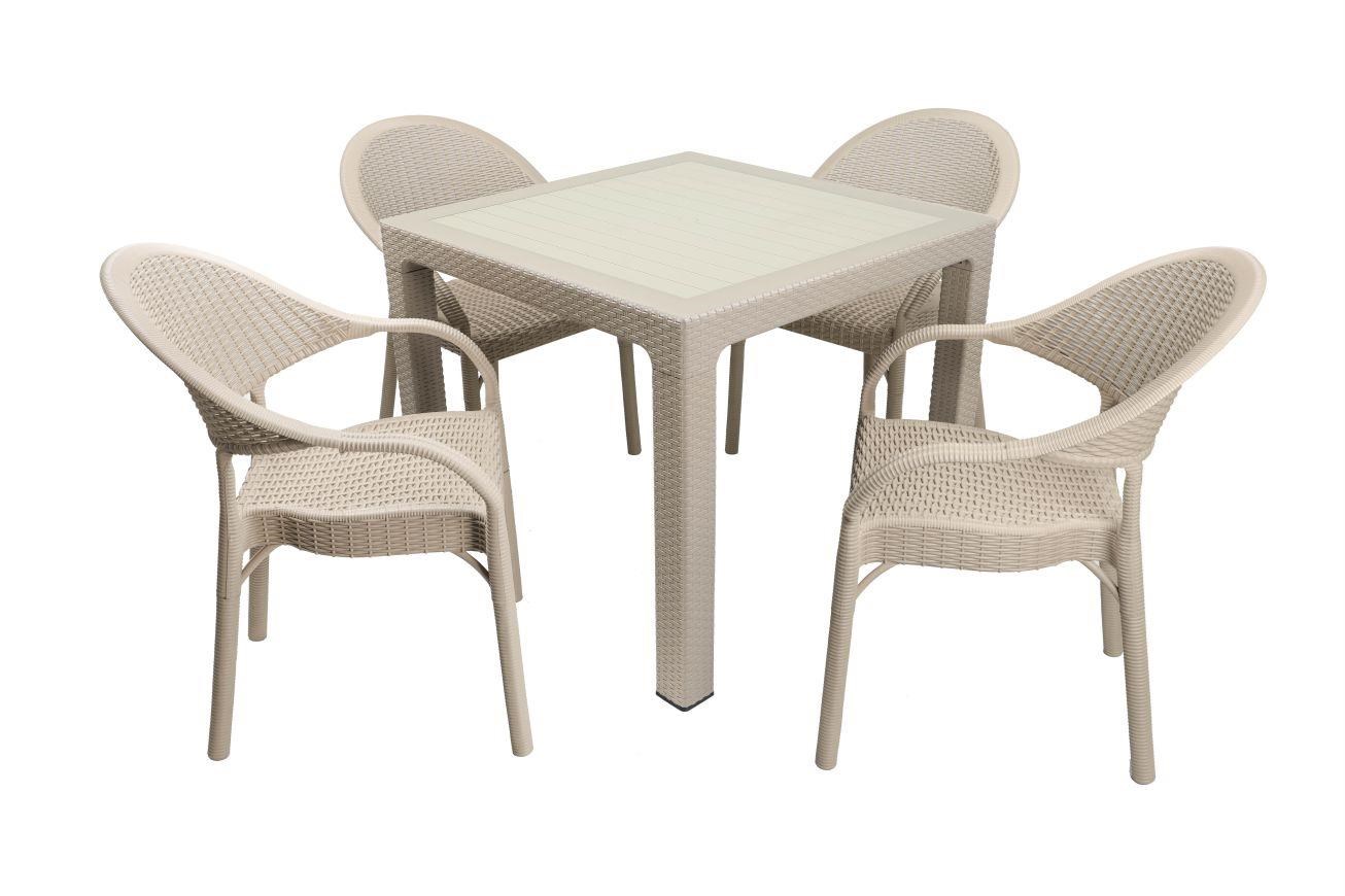 Mandella Elit Rattan 90x90 Eylül Koltuk Camlı Masa Takımı Çölbeji