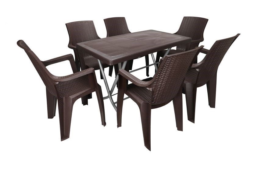 Mandella Zeugma 70x120 Katlanır Ayak 6 Kişilik Nibras Koltuk Masa Takımı Kahverengi