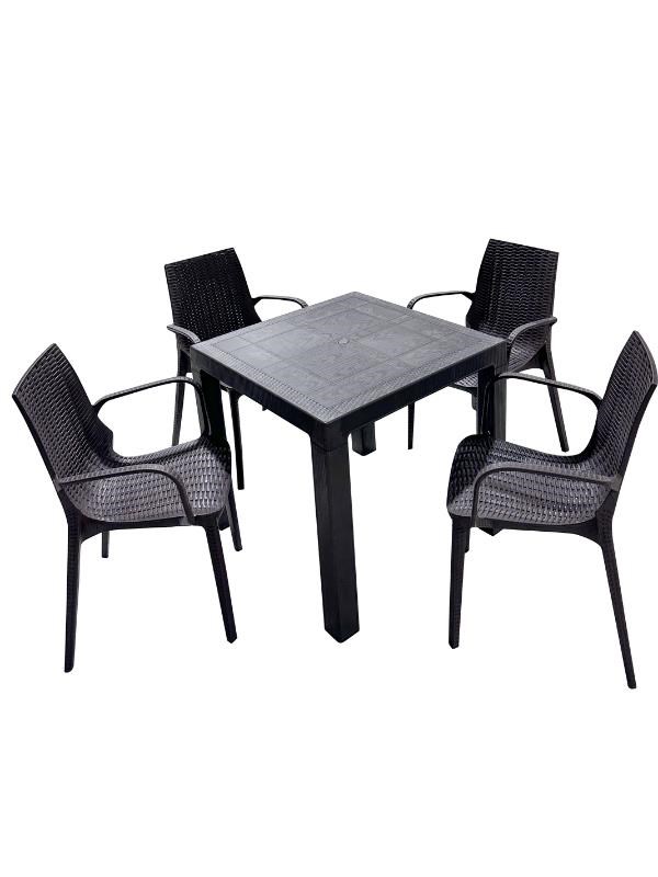 Mandella Elit Rattan 80x80 Nirvana Koltuk Masa Takımı Kahverengi