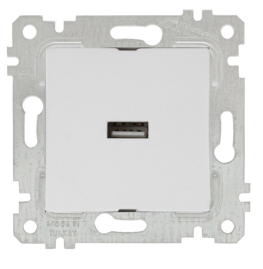 RİTA MEK TUŞ TEKLİ USB ŞARJ PRİZİ BEYAZ