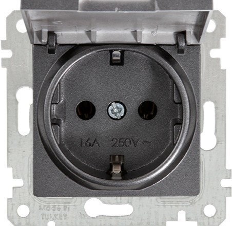 RİTA MEK TUŞ KAPAKLI TOP.LI PRİZ FÜME