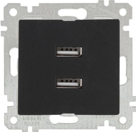 RİTA MEK TUŞ İKİLİ USB ŞARJ PRİZİ SİYAH