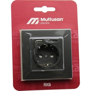 RİTA USB +TYPE-C Lİ TOPRAKLI PRİZ BLİSTERLİ FÜME
