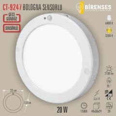 20W BOLOGNA SENSÖRLÜ SIVA ÜSTÜ LED ARMATÜR (BEYAZ)