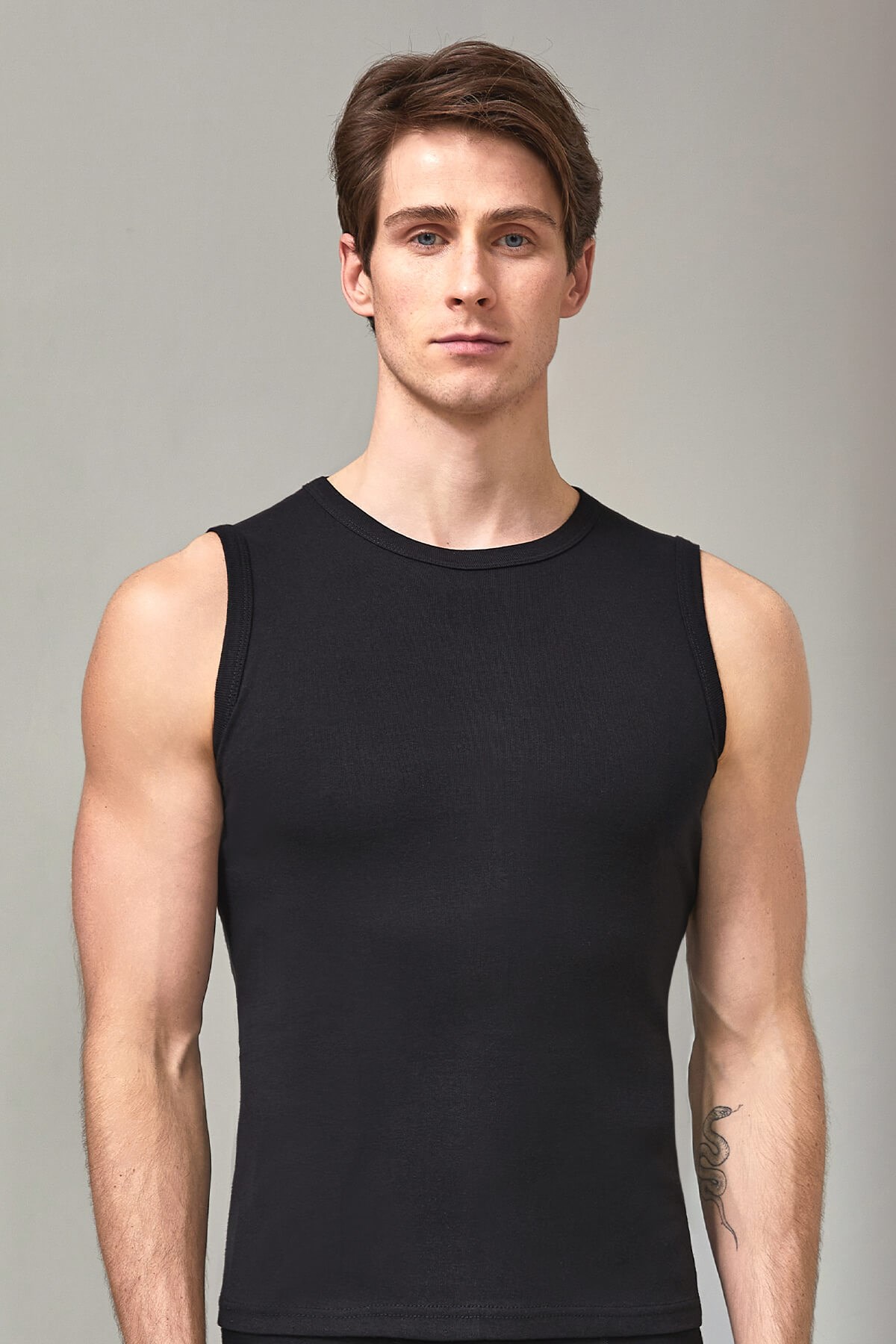 1013 RİBANA ERKEK KOLSUZ BADİ RENKLİ-SİYAH-56