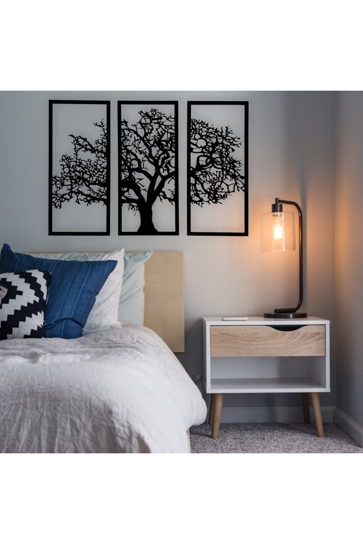 3 Parça Hayat Ağacı Duvar Dekoru Bereketin Sonsuzluğun Sembolü Life Tree Duvar Süsü