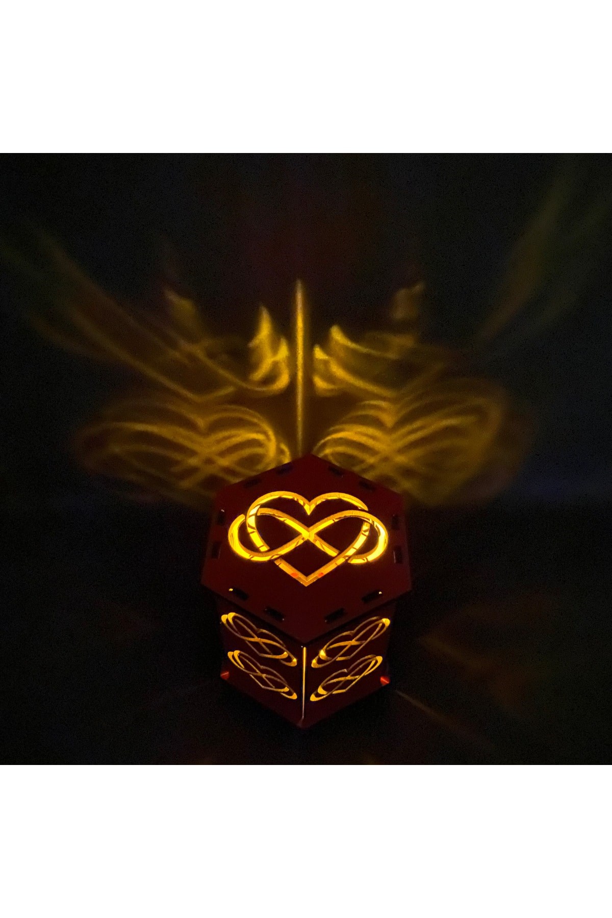 Ahşap Mdf Sevgililer Günü Tealight Kalp Ve Sonsuzluk Aydınlatma