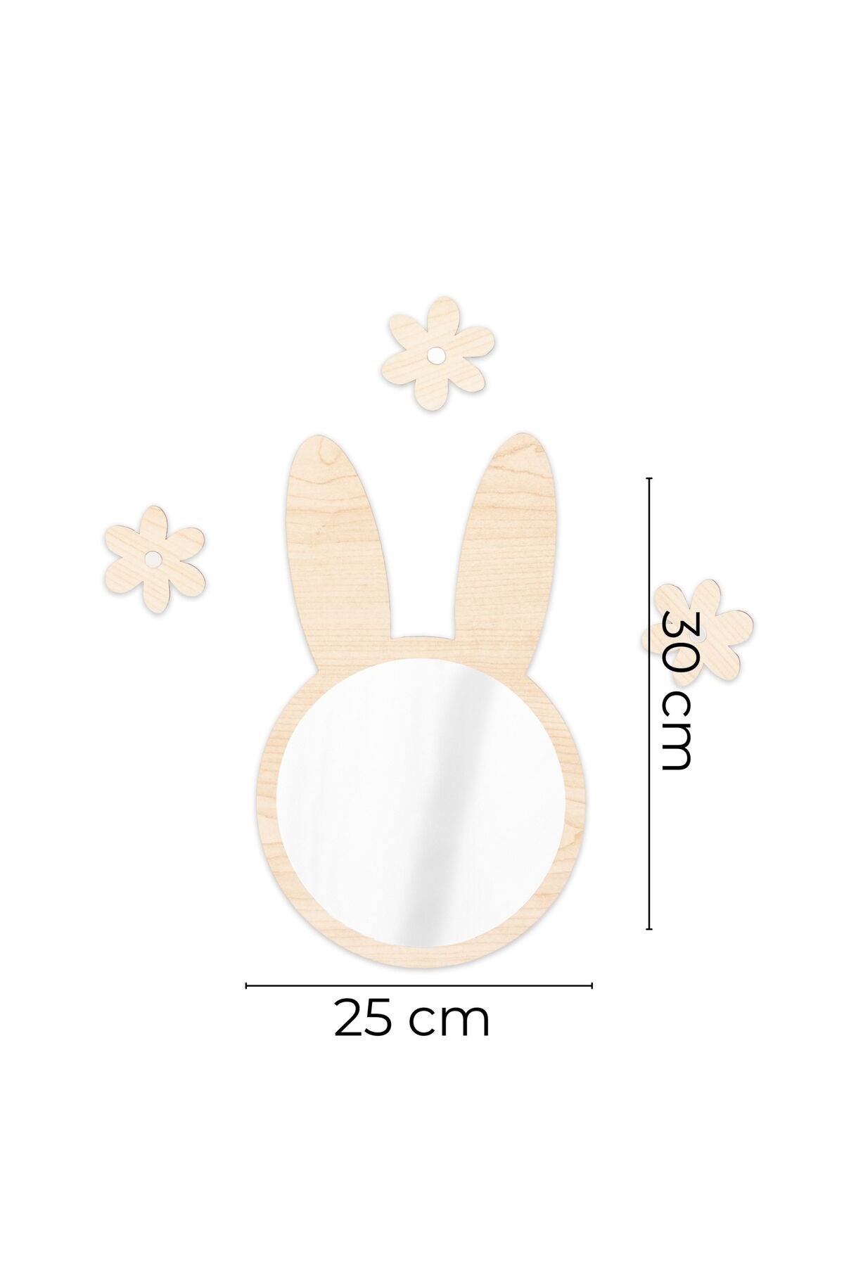 Ahşap Pleksi Ayna Tavşan Duvar Dekoru – 30x25 cm Çocuk Bebek Odası Dekoratif Aksesuar