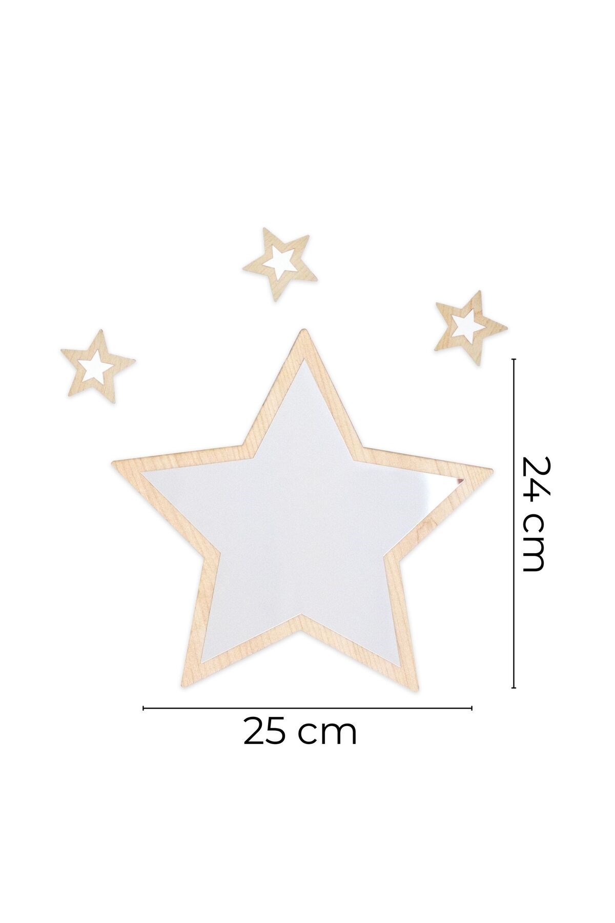 Ahşap Pleksi Ayna Yıldız Duvar Dekoru – 24x25 cm Bebek Çocuk Odası Dekoratif Süs