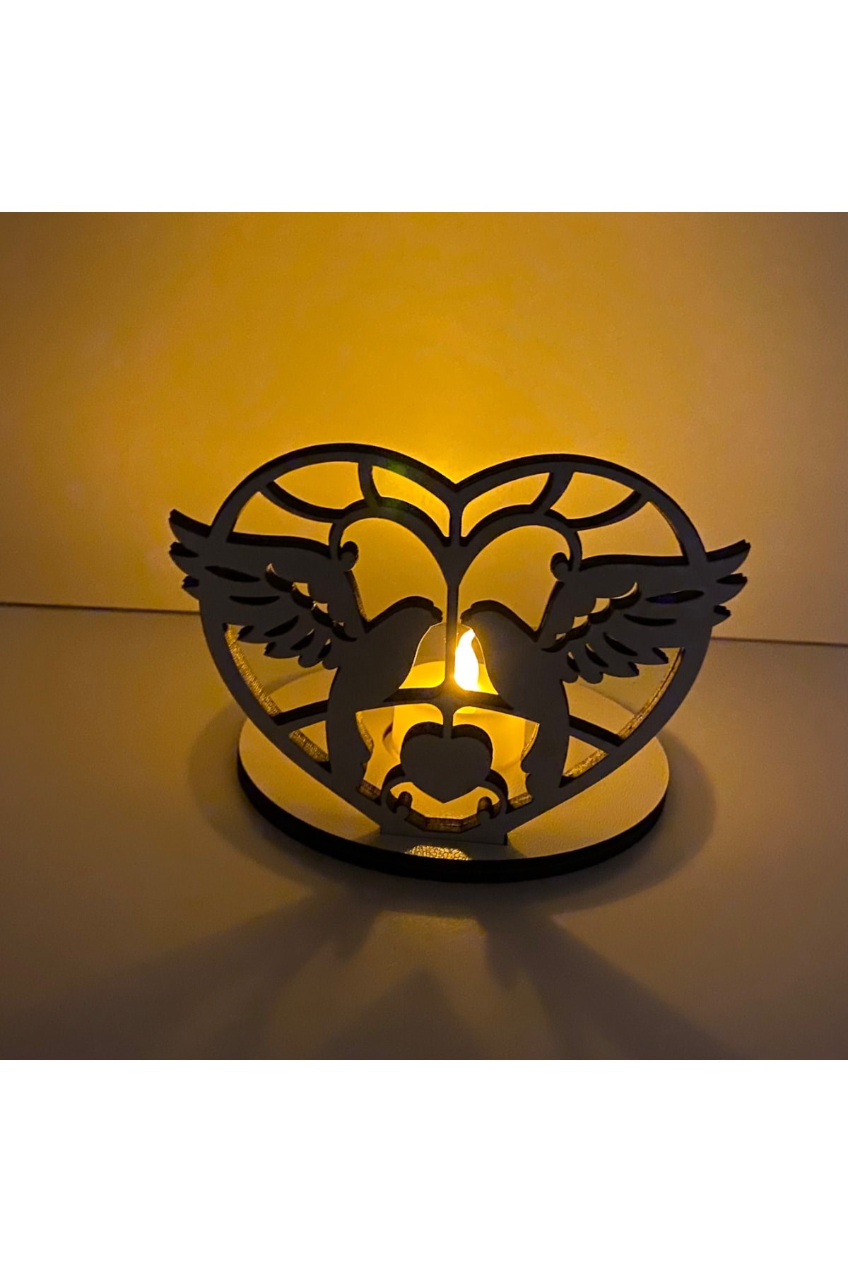 Ahşap Mdf Sevgililer Günü Tealight Aydınlatma
