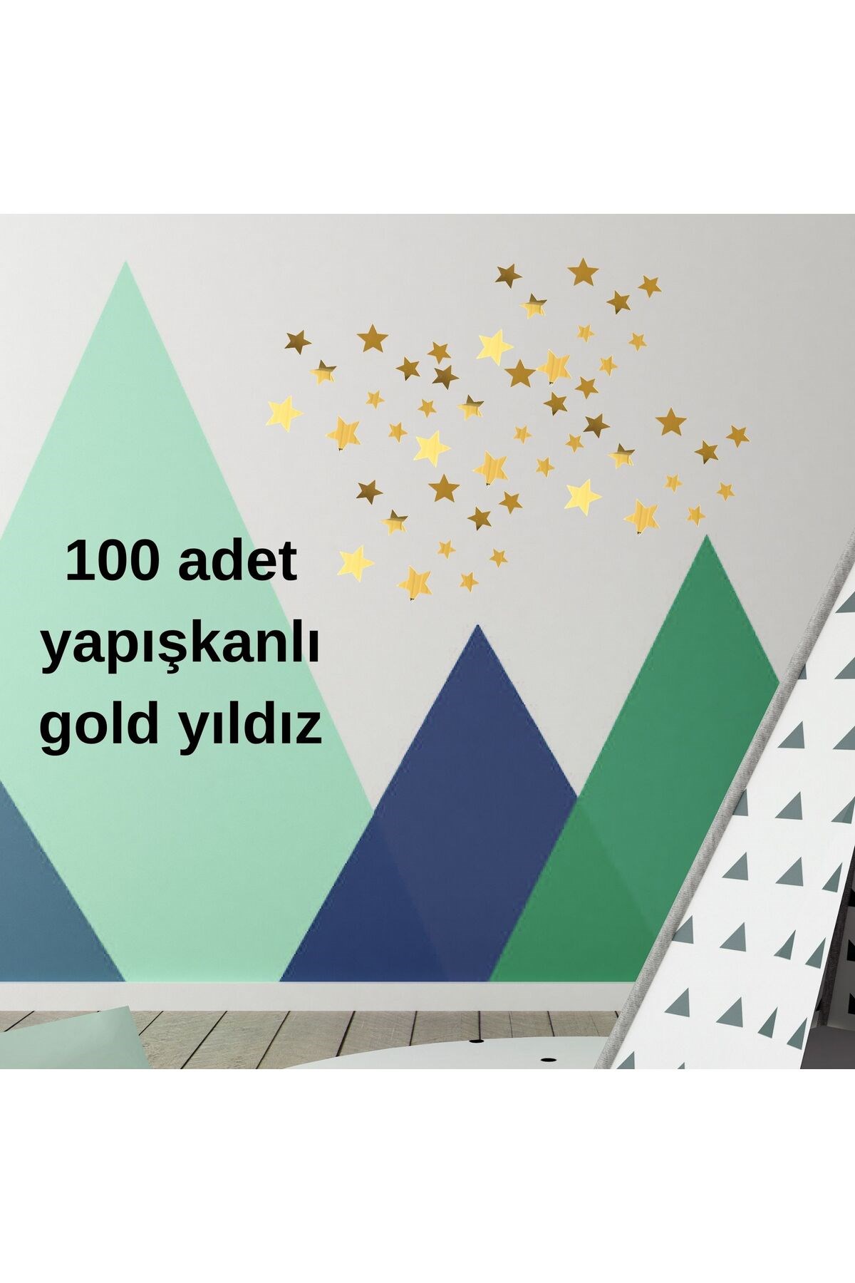 100lü Gold/Silver Ayna Pleksi Yıldız Seti Kendinden Yapışkanlı Süs Çocuk Odası Duvar Dekorasyonu