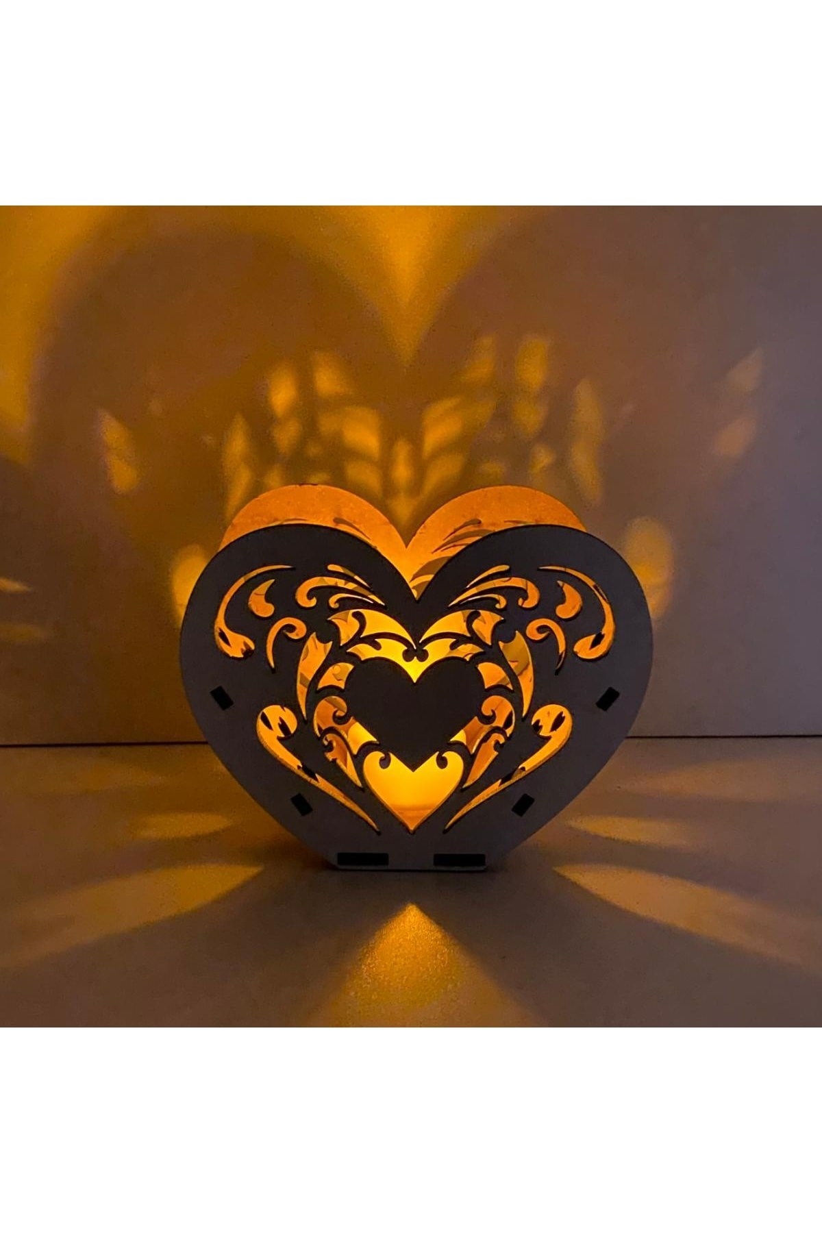 Ahşap Mdf Sevgililer Günü Pilli Mumluk (tea Light) Kutusu