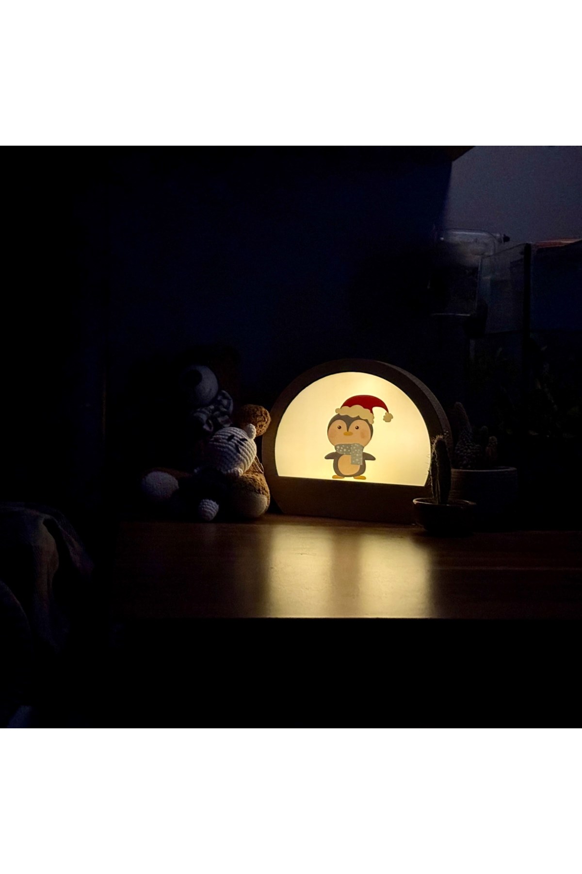 Kişiselleştirilebilir - Hayvan Figürlü Ahşap LED Gece Lambası - Çocuk Odası Masa Lambası