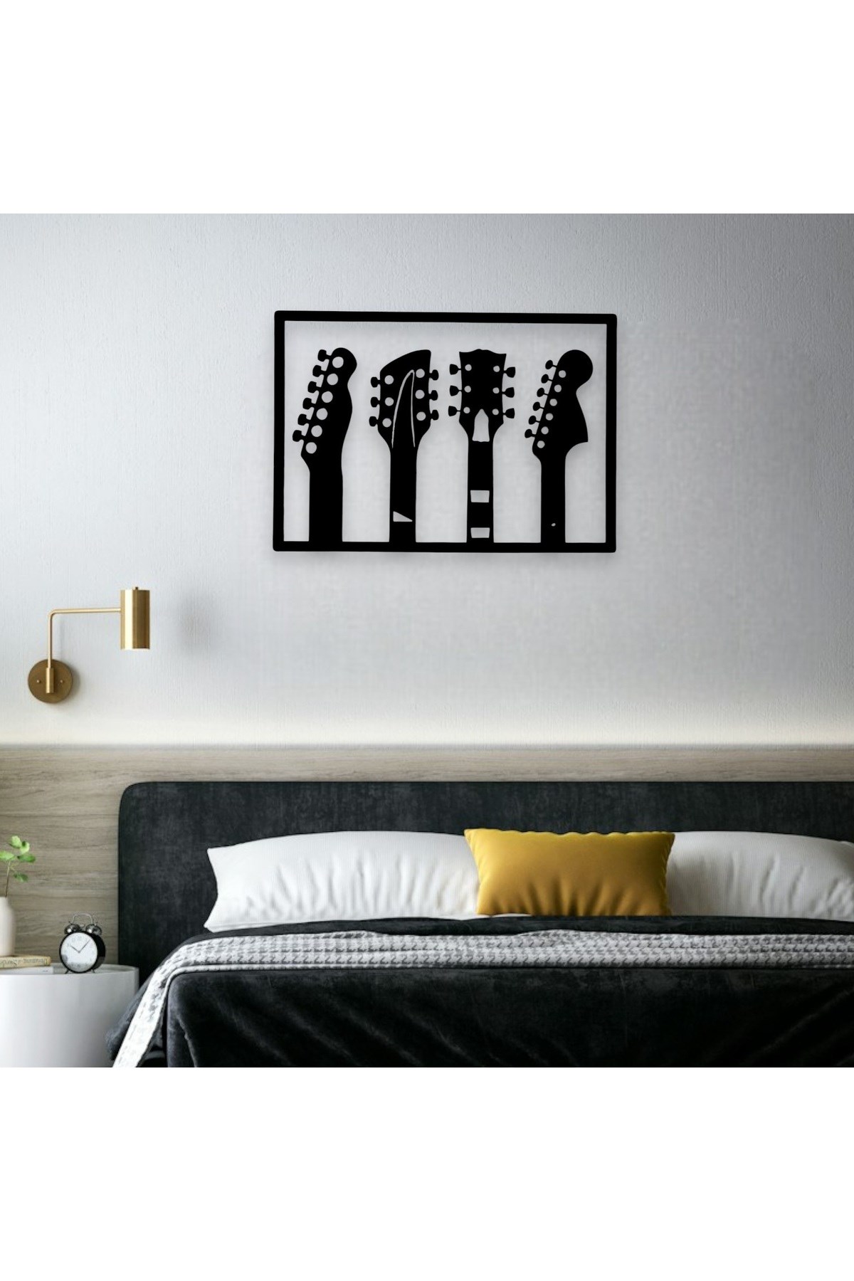 Mdf Gitar Dekoru 4 Gitar Saplı Ahşap Duvar Panosu, Gitar Temalı Mdf Duvar Dekoru Dekoratif