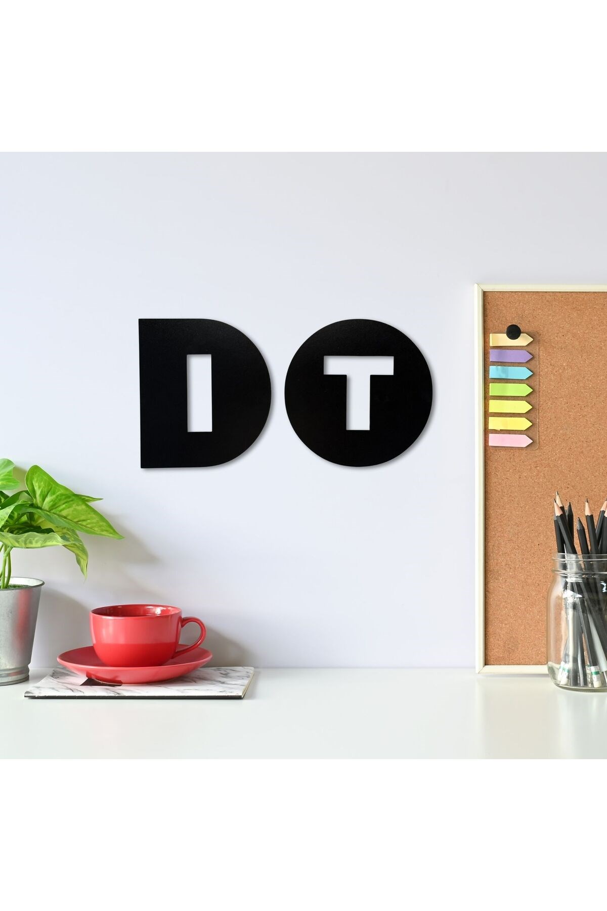 Ahşap Duvar Dekoru Do It Yazılı 40x25 cm Siyah Motive Edici Ofis Çalışma Odası Modern Tasarım