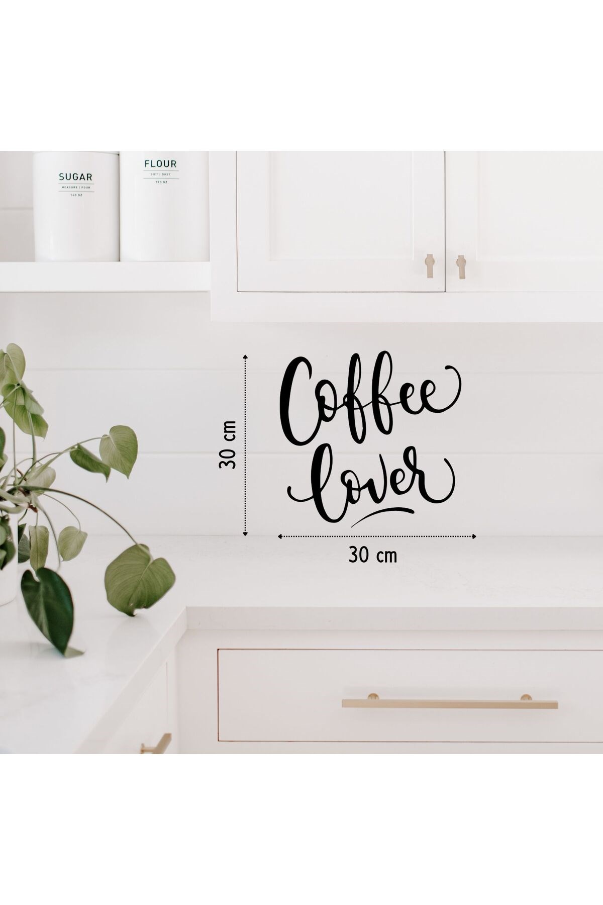 Coffee Lover Ahşap Duvar Yazısı - 30x30 cm Siyah Dekoratif Kahve Sever Duvar Dekoru