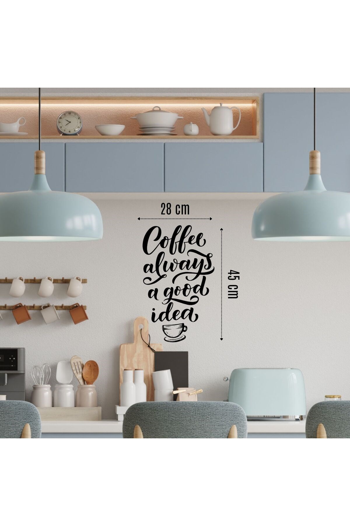 Coffee Always a Good Idea Ahşap Duvar Yazısı - Siyah Kahve Temalı Dekoratif Yazı