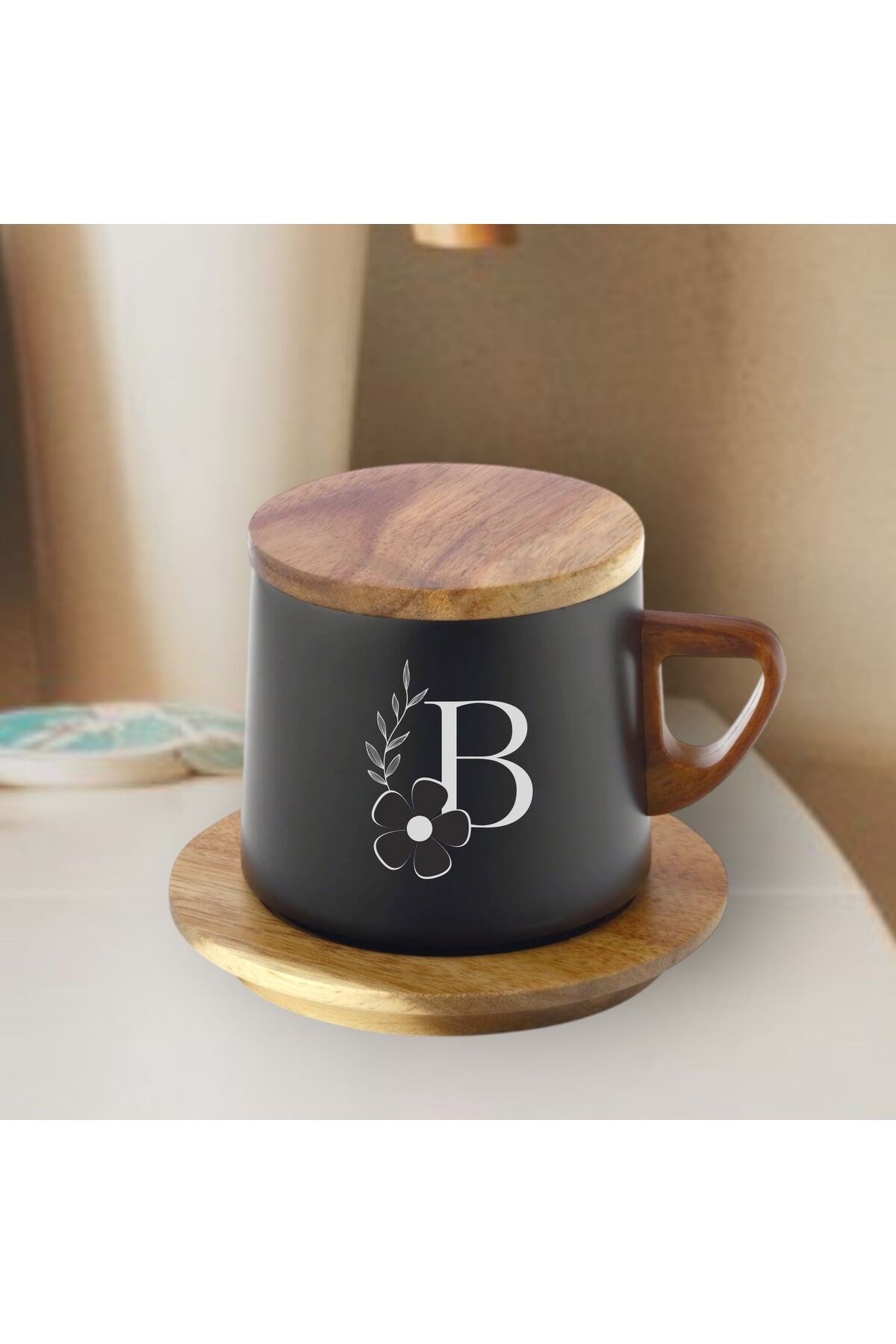 Siyah Metal Termos Bardak  250 ML Kapasiteli Annelere Baş Harf Kazımalı Termos Kişiye Özel Hediye