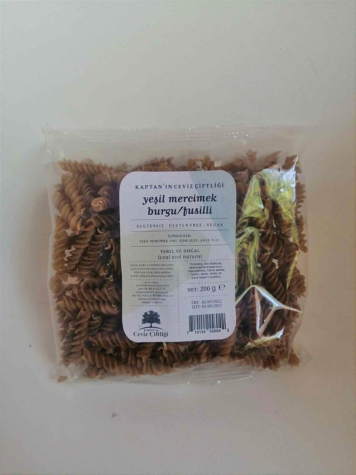 Glütensiz ve Vegan Yeşil Mercimek Burgu / Fusilli 200 g