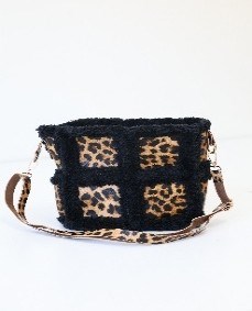 DERİ LEOPAR VE PELUŞ DETAYLI ÇANTA