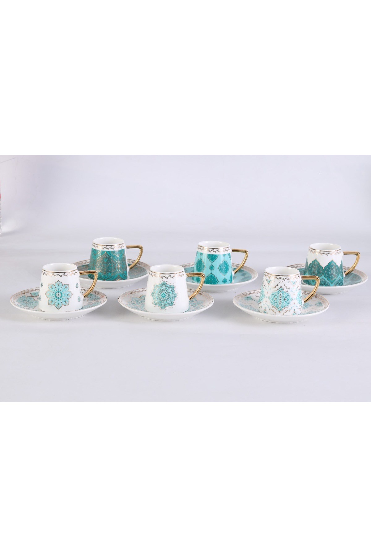 11156 - Amazonite, 12 Parça, Porselen, Otantik, Modern Tarz, Kibar Ağızlı Kahve Fincan Seti
