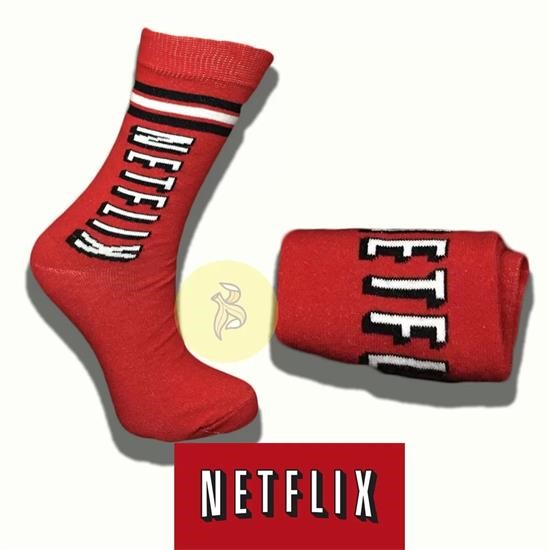 Netflix Desenli Kırmızı Çorap 42-46