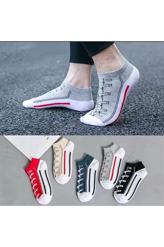 10 Çift Unisex Renkli Yıkamalı Converse Model Patik Çorap Seti 36-40