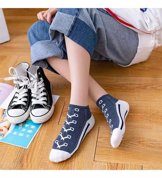 5 Çift Unisex Renkli Yıkamalı Converse Model Patik Çorap Seti 42-46