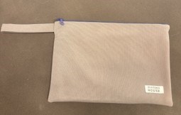 GRİ, MAVİ FERMUARLI CLUTCH ÇANTA, 100% COTTON, İÇ KISIM SU GEÇİRMEZ İMPERTEKS KUMAŞ