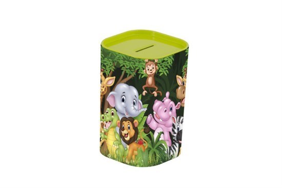 Desenli Büyük Kumbara - Yeşil Hayvanlar-17701
