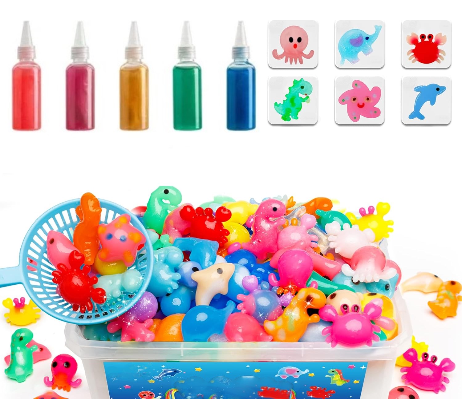 Elf Aqua Gel sihirli su oyuncak seti 5 jel şişe 6 adet kalıp