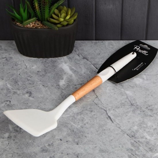 12500 Silikon Bambu Saplı Beyaz Spatula/72-15695