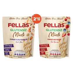 Fellas Glutensiz Müsli 2'li - Kırmızı Meyveli 270g + Karışık Kuruyemişli 270g 