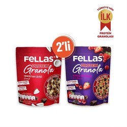 Fellas Granola 2'li - Protein Bar Parçacıklı - Hindistan Cevizli 270g + Kırmızı Meyveli 270g