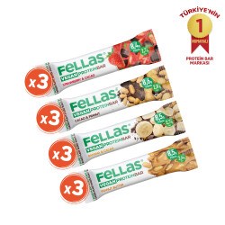 Fellas Vegan Protein Bar 40g Karma Kutu 12 Adet (4 Çeşit)