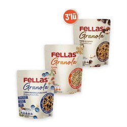 Fellas Granola 3'lü - Yaban Mersinli 300g + Fındıklı 300g + Klasik 300g