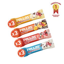 Fellas Yüksek Protein Bar 50g Karma Kutu 12 Adet (4 Çeşit)