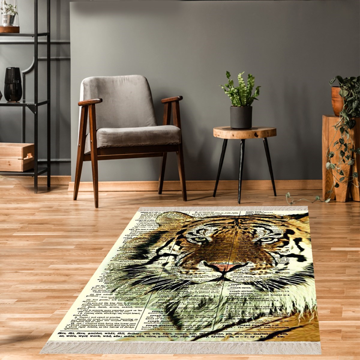 Leopar Desenli Dijital Baskı Yıkanabilir Kaymaz Taban Modern Salon Halısı ve Yolluk