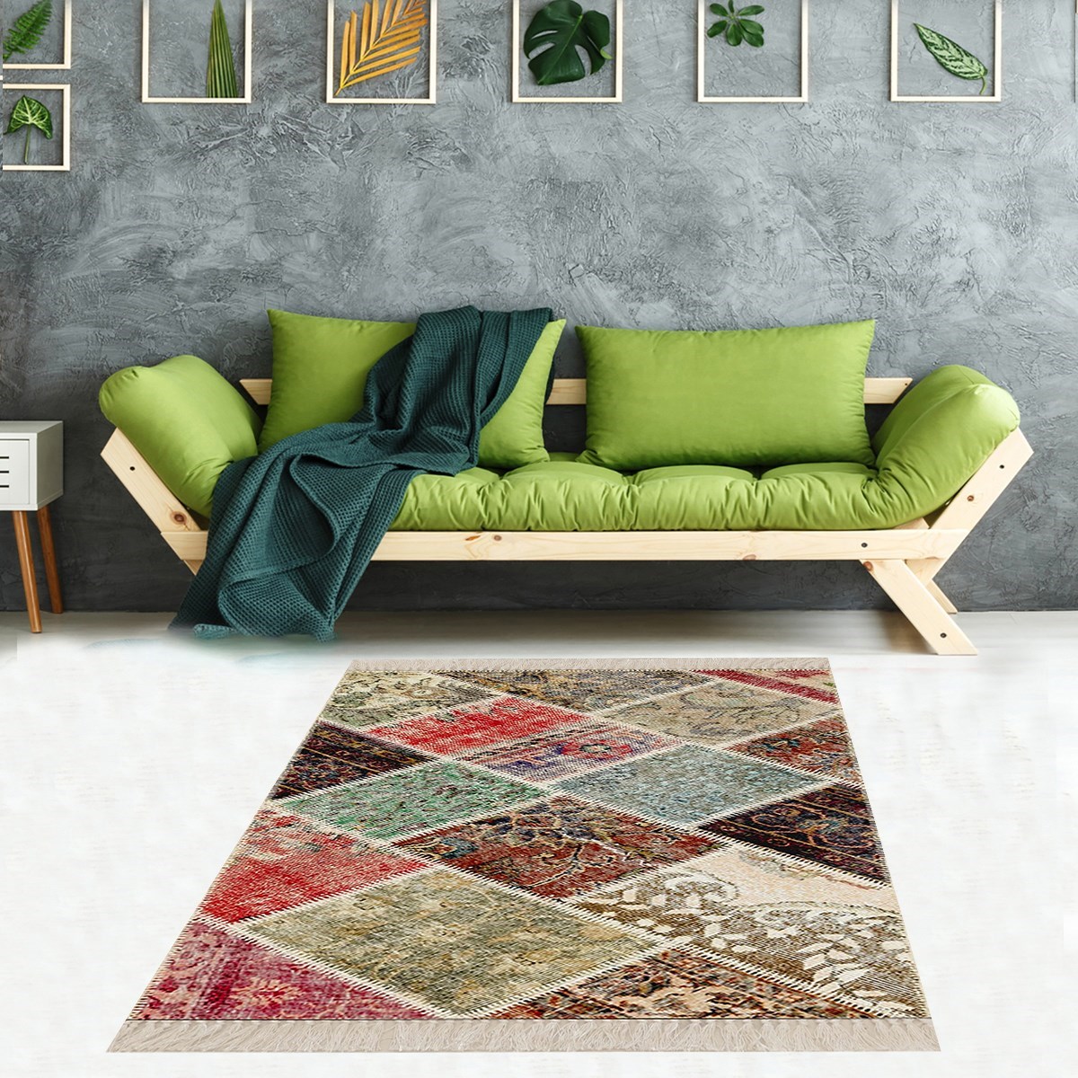 Kilim Desenli Etnik Dijital Baskı Yıkanabilir Kaymaz Taban Modern Salon Halı ve Yolluk 