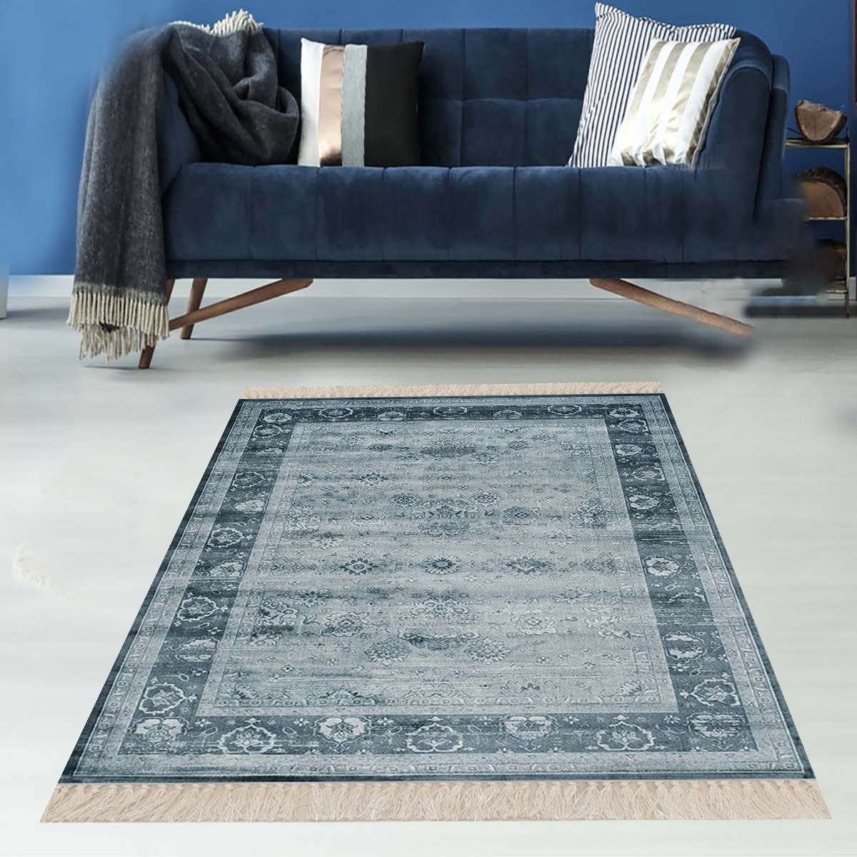 Osmanlı Motifler Desenli Etnik Dijital Baskı Yıkanabilir Kaymaz Taban Salon Halı ve Yolluk