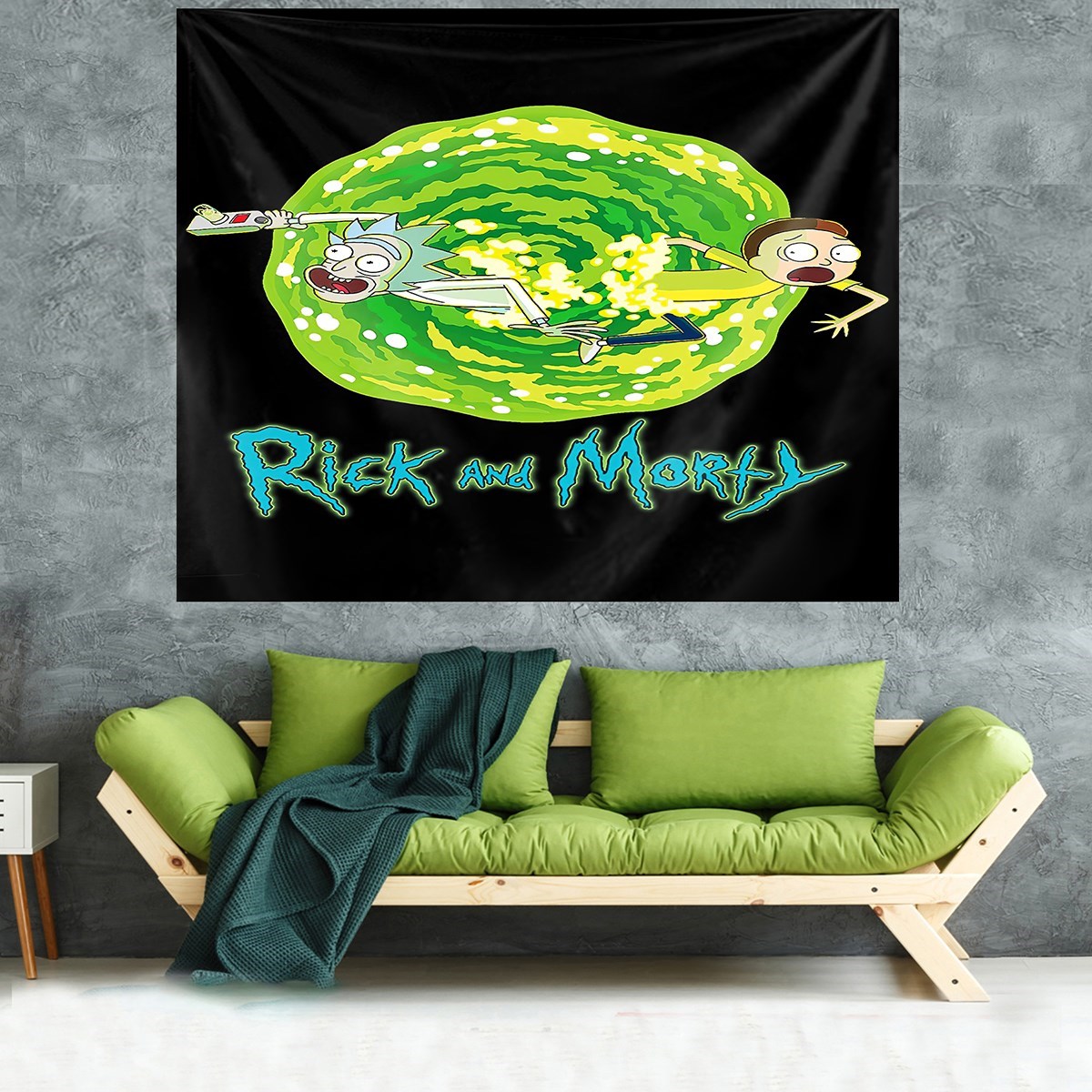 Rick and Morty Desen Leke Tutmaz Kadife Dokulu Kumaş Duvar Örtüsü Duvar Halısı Tapestry